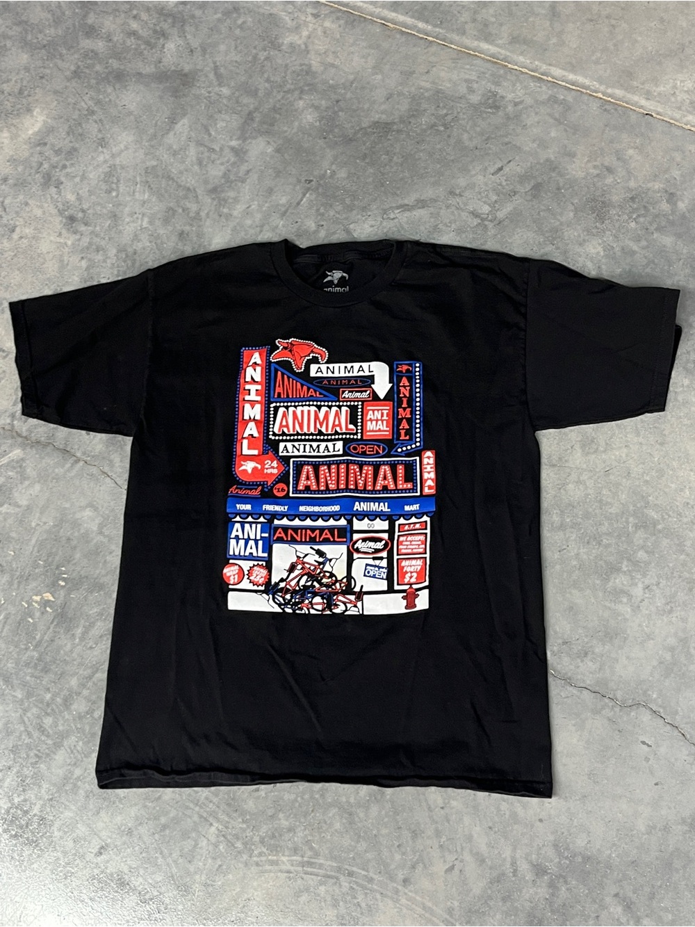 Animal BMX Tee with Red, Blue & White Graphic
